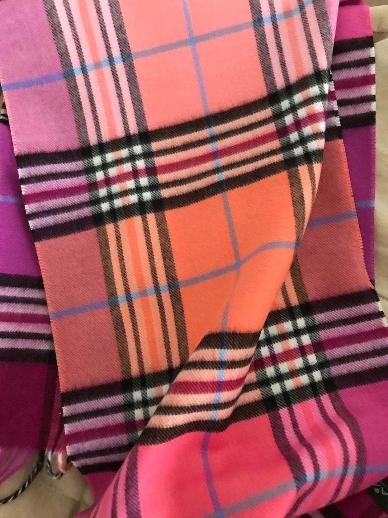 image for New Cashmink scarf with FRAAS Plaid, in pinks and oranges