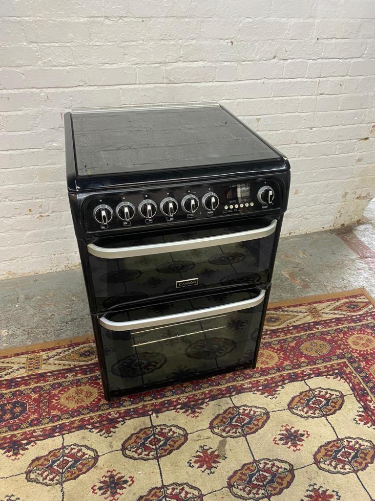 Cannon Gas Cooker with Double Oven – Black