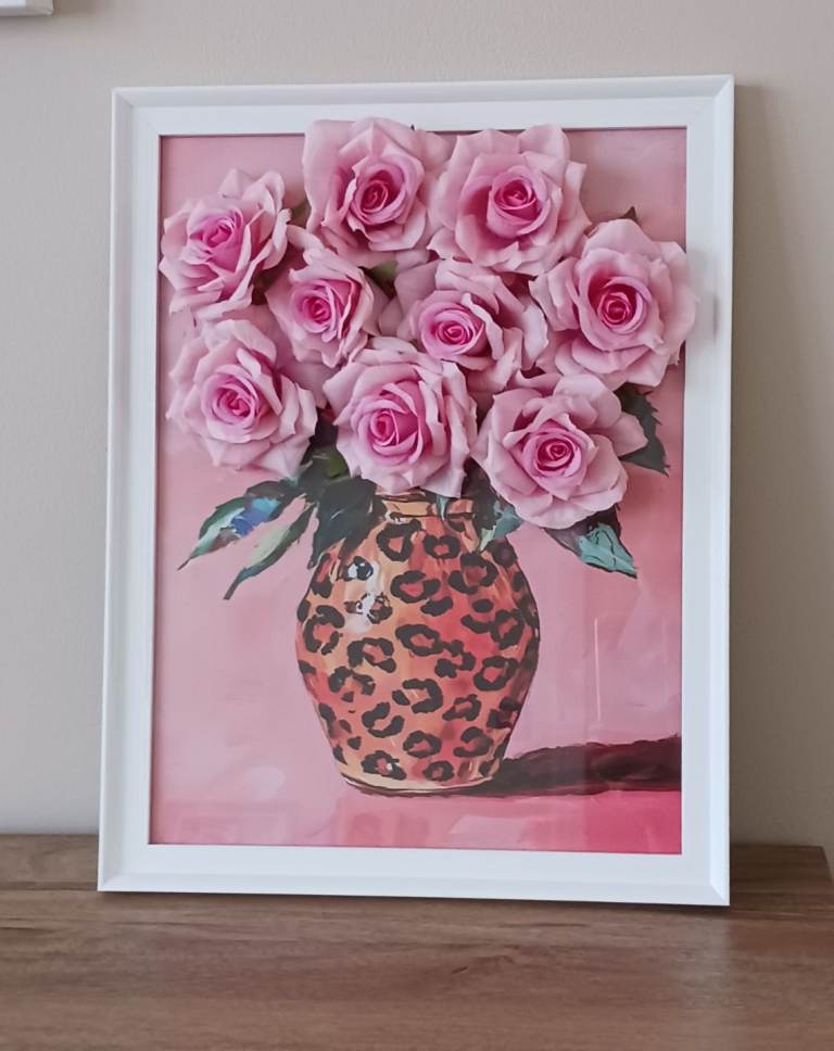 Handmade 3d roses in a vase picture 