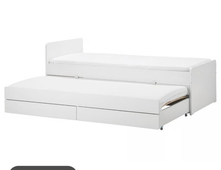 FREE SLÄKT Bed frame with underbed and storage, white, 90x200 cm