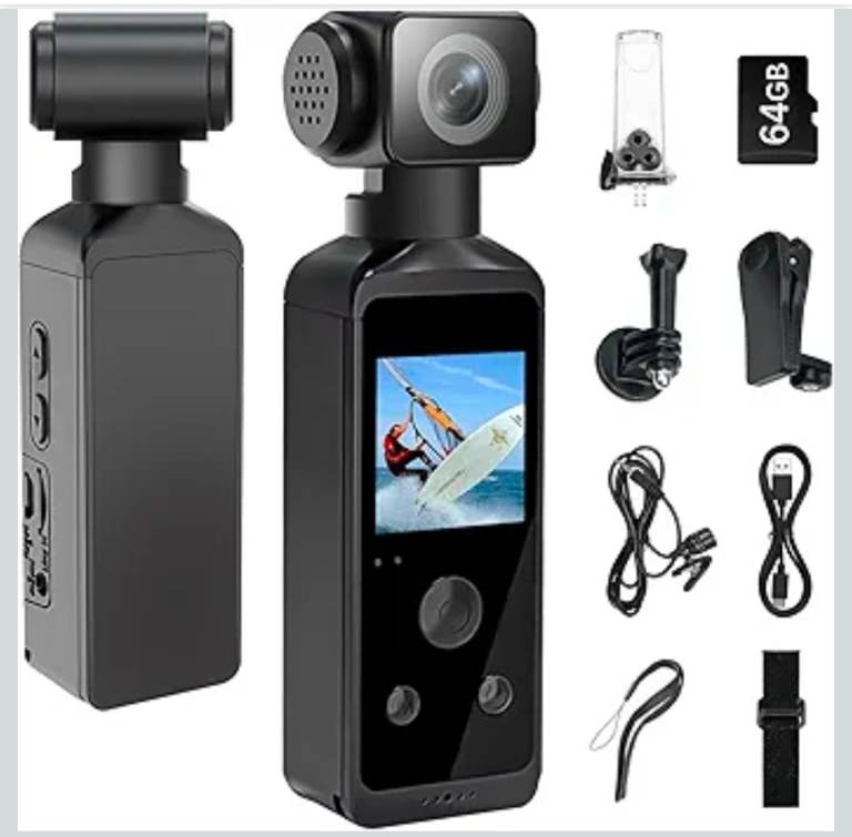 5K HD Body Camera with Audio and Video, Sports Action Camera with 270° Rotatable Lens