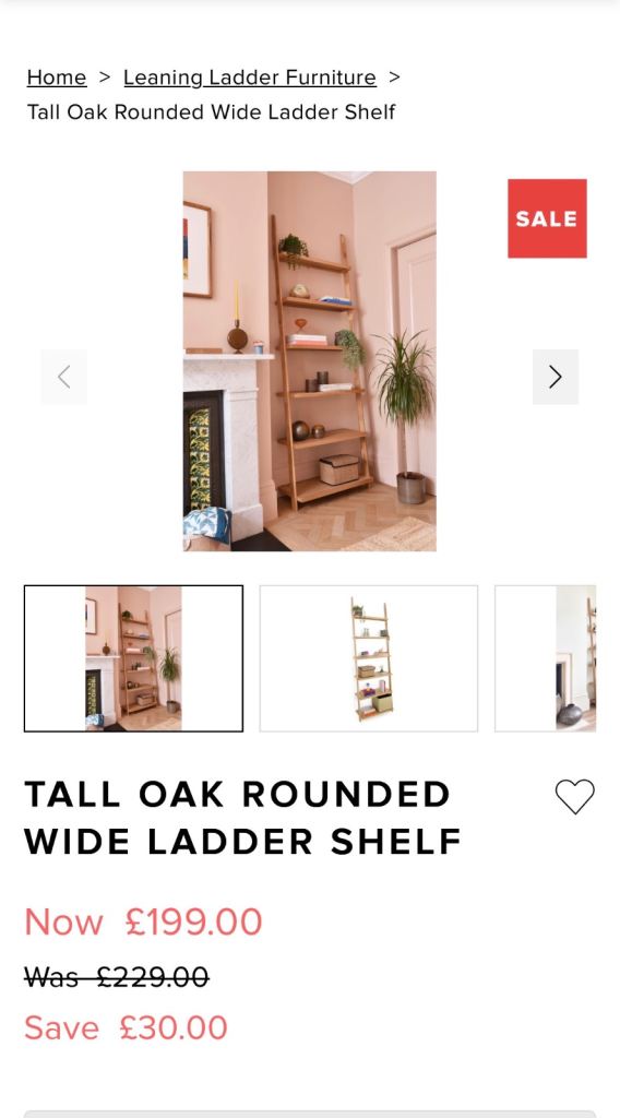 Oak ladder shelves