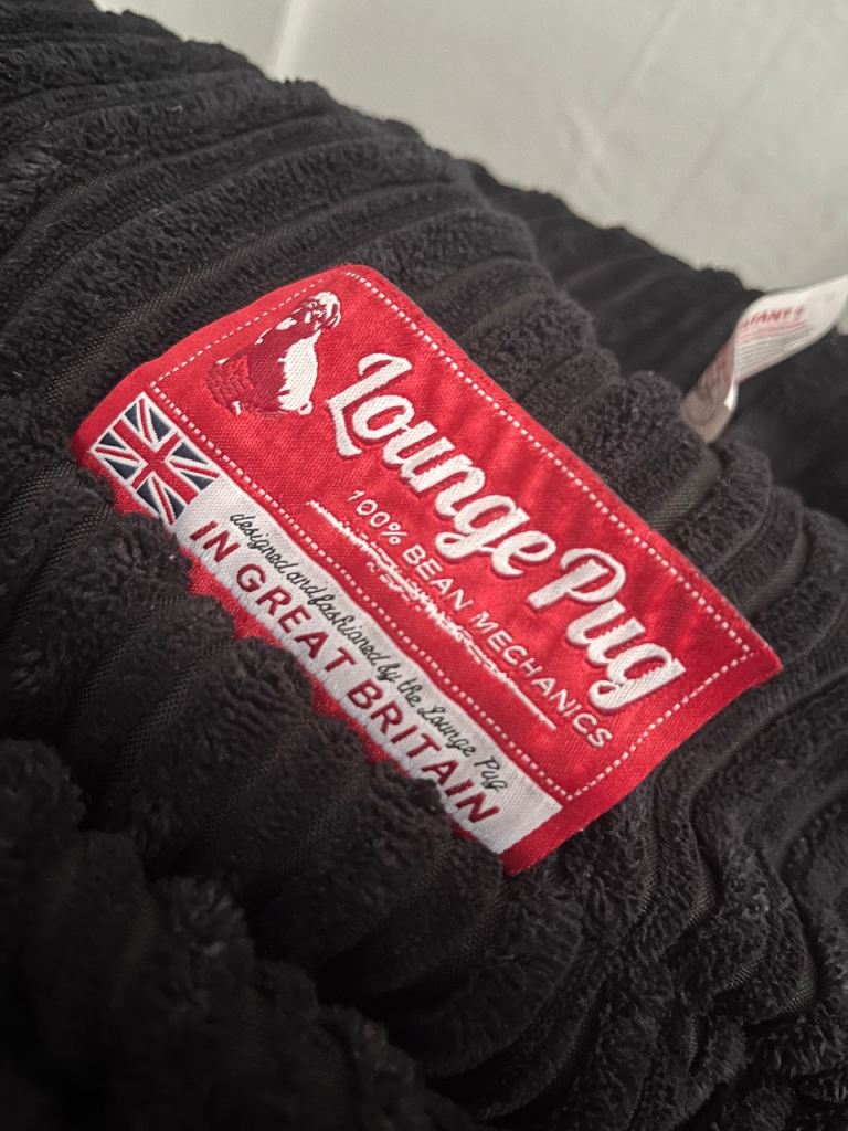 Lounge Pug Corduroy Bean Bag – Black, Good Condition