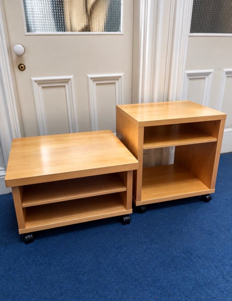 IKEA Wooden Laminate Storage Units on Wheels – Good Condition