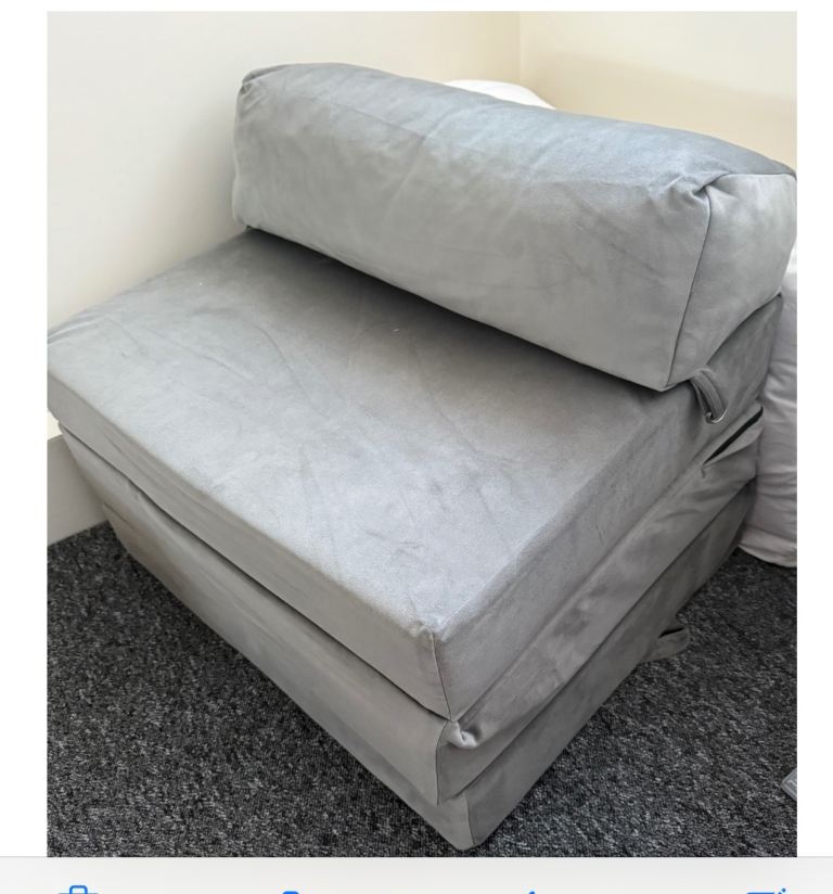Folding foam bed chair ( single ) grey 