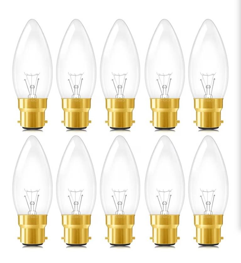 Brand New In Box Clear Glass Candle Bayonet Light Bulbs 