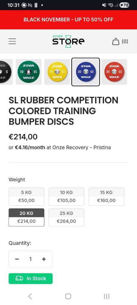 (RRP £1700) 200KG Brand New ZIVA Competition Coloured Bumper Weight Plates - 10 x 20KG