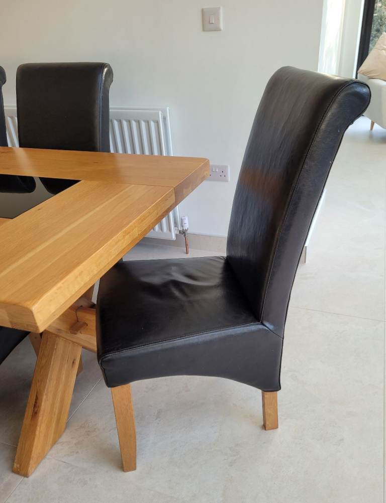 6 Black Leather Dining Chairs