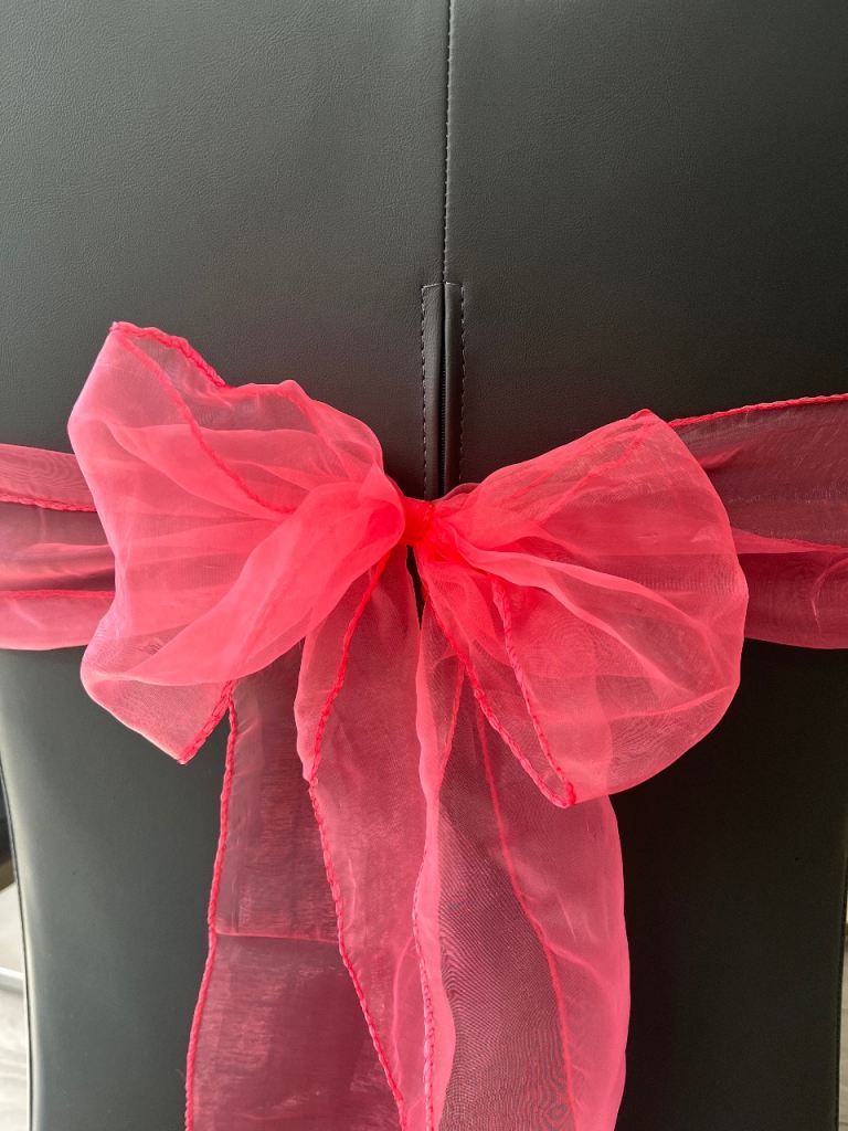 New Caribbean Pink Coral Organza Chair Sashes - Perfect for Events