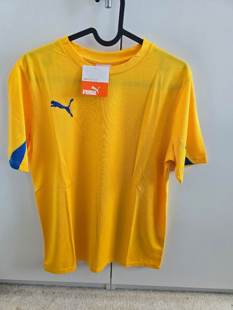 Puma Yellow Team s/s Tee sn99 Football Shirt Sports Shirt Size Small Adults
