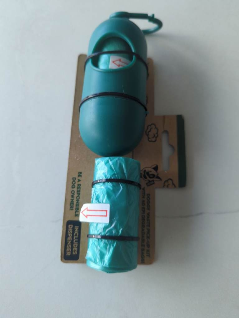 Dog waist pickup kit with 40 EPI degradable bags