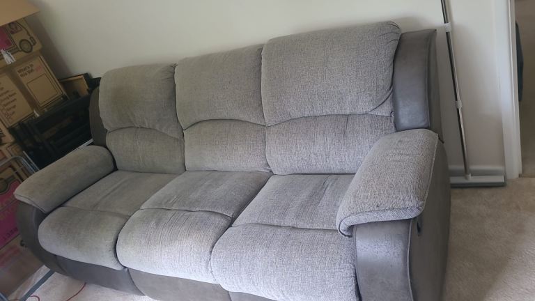 Comfortable Grey Recliner Sofa – Good Condition
