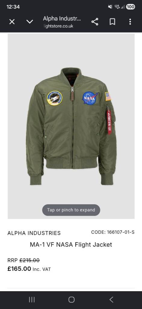 Limited edition Alpha Industries NASA bomber jacket