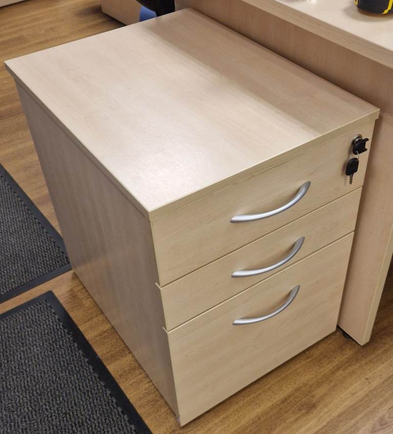 Various Wooden underdesk pedestal drawers - 3 drawers