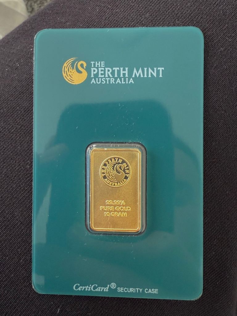 Perth Mint 10g Gold Bar.9999 Fine Gold