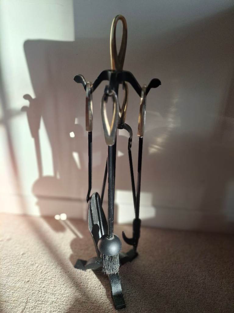 Compact  Brass and Black Fire Companion set