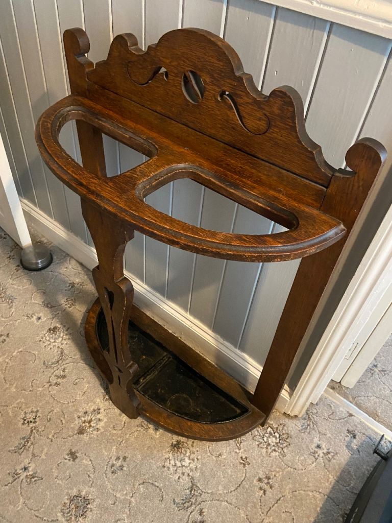 Vintage oak umbrella stand