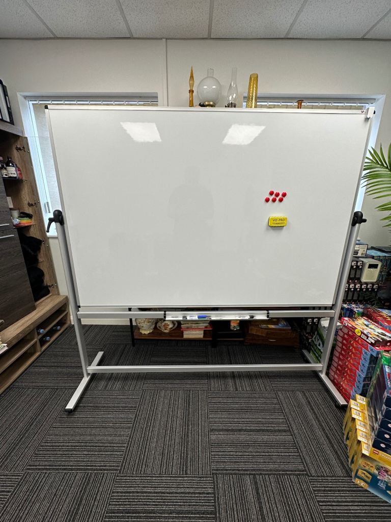Whiteboard Double-Sided Magnetic with Aluminium Wheel Frame 180x120cm huge!