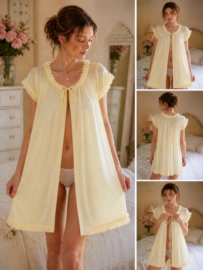 ✨Vintage Foster Reid “Lovely Nightwear” Nightgown Soft Yellow Size M✨