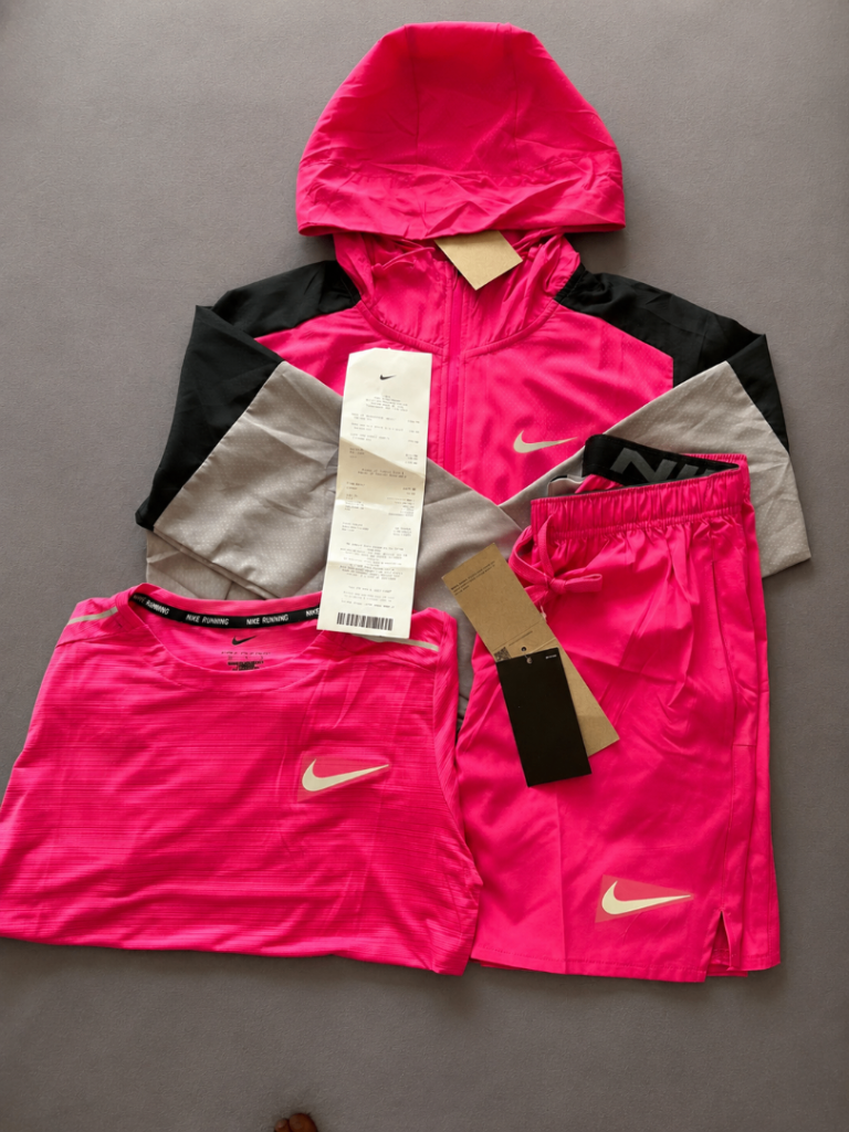 NEW Nike Running Set – Pink Jacket, T-Shirt & Shorts