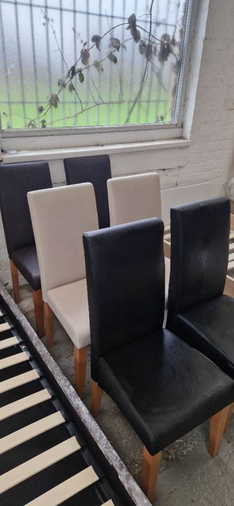 Argos home Midback faux leatherette dining chairs x 6 (2 × Cream)(2 x Brown)(2 x Black) - 