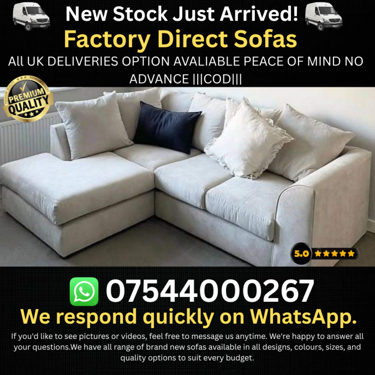 New L-Shape Corner Sofa – Beige Fabric
