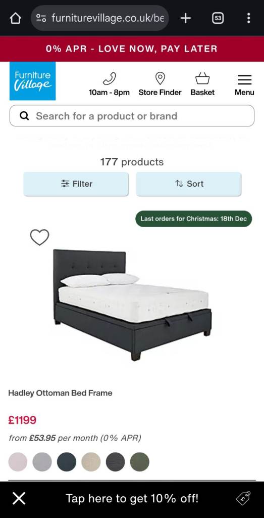 Furniture Village Hydraulic Ottoman bed