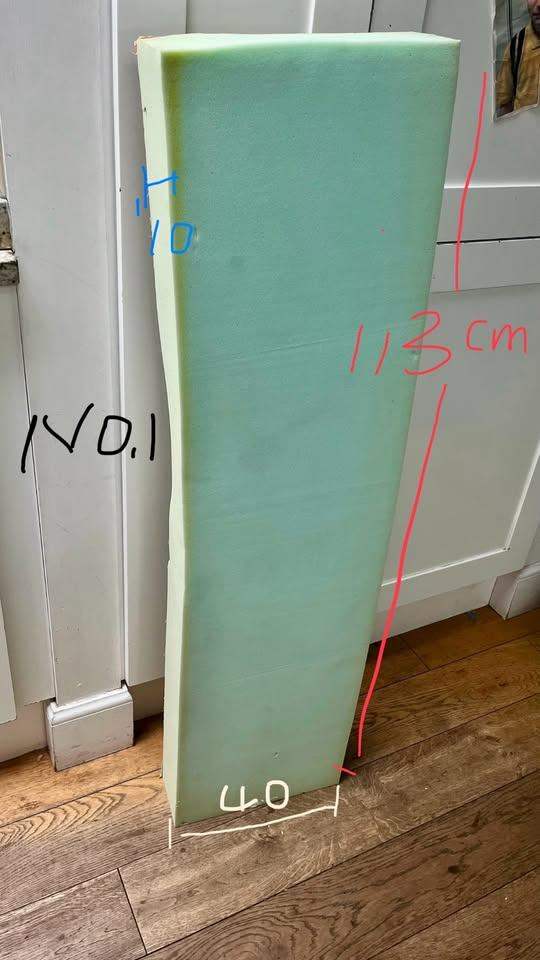 3x Foams For Sofa’s Cushions Seats Board Foam Length 113cm x Width 10 cm