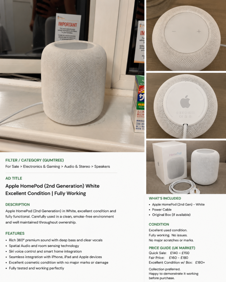Apple HomePod (2nd Generation) White | Excellent Condition | Fully Working