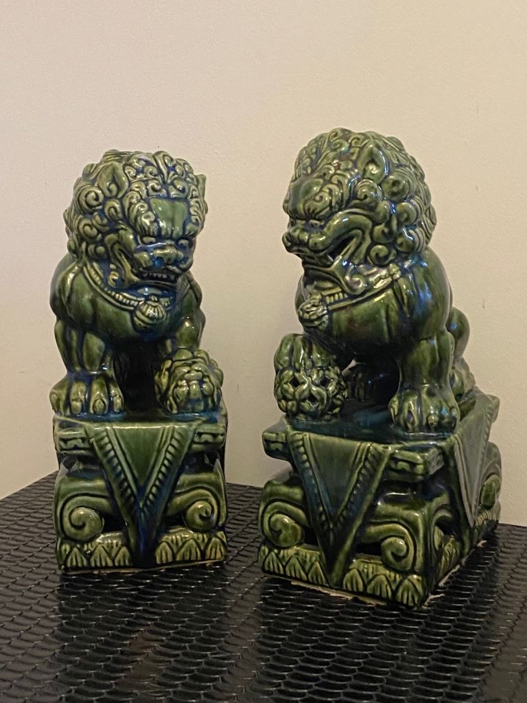 ***SOLD***Glazed Ceramic Vintage Foo Dragon Dogs