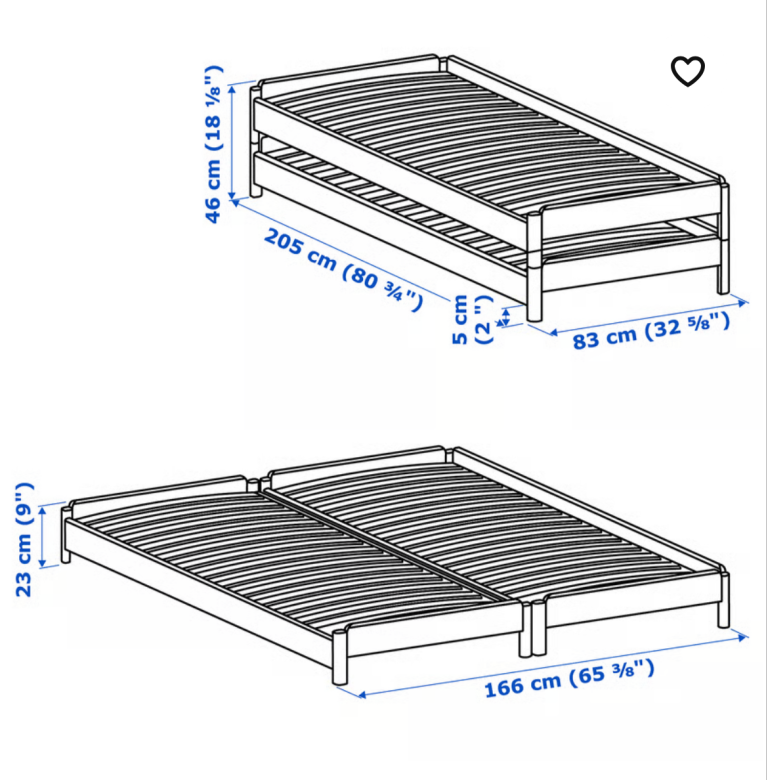Stackable beds (£10 as a pair)