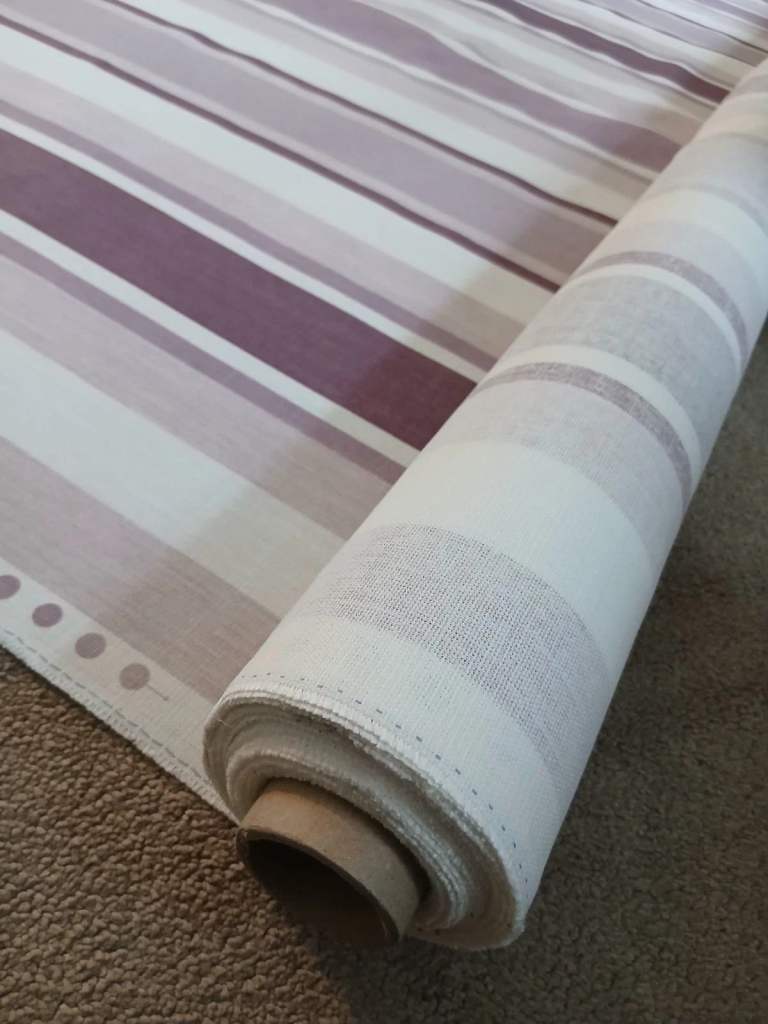 8.7 metres of Laura Ashley fabric on roll. Amethyst Awning Stripe