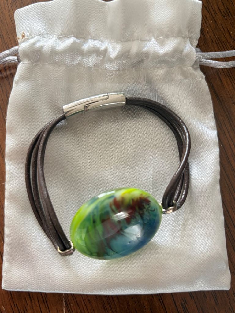 Kiki Black Studio Bracelet with Vibrant Stone & Leather Straps