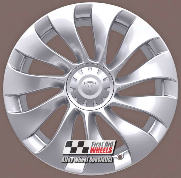 R597S Swap TESLA MODEL 3 4x 20'' GENUINE UBERTURBINE BRIGHT SILVER ALLOY WHEELS