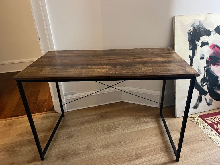 Excellent Wood Effect Desk with Black Metal Frame