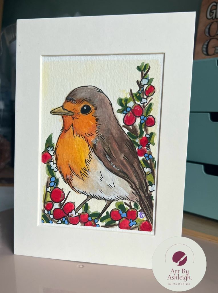 Original Mounted Robin Painting