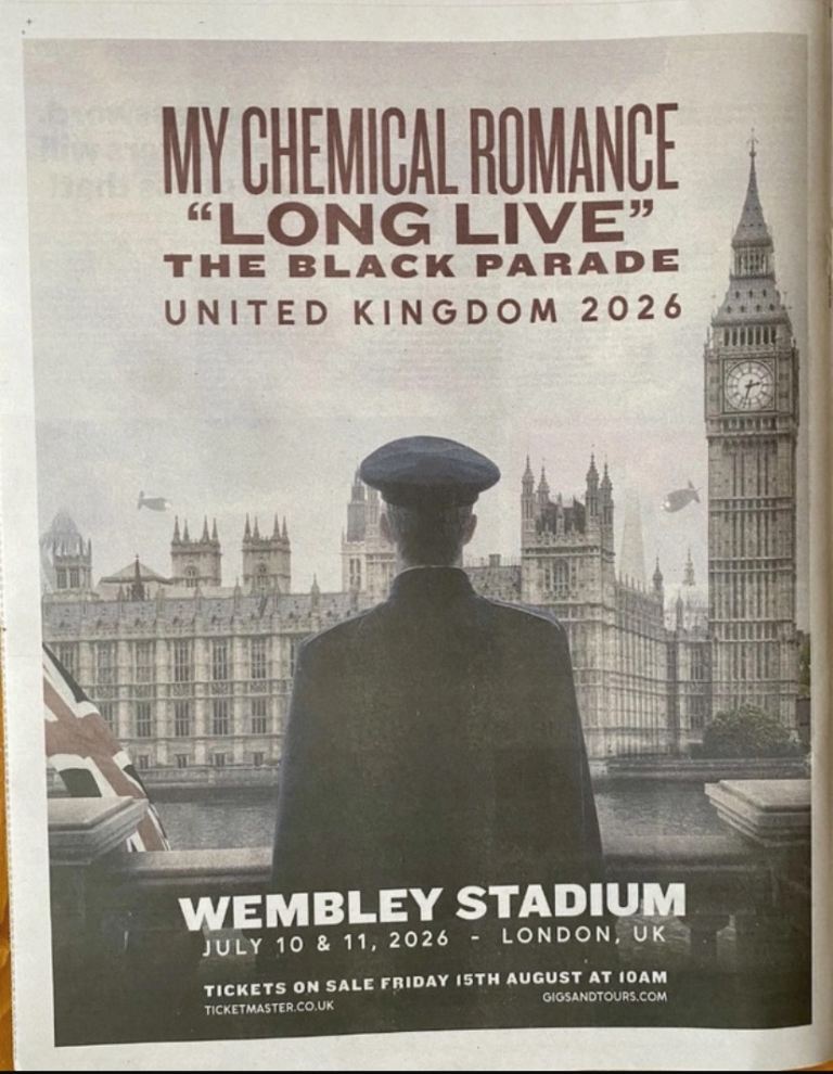 My Chemical Romance Live Tour 2026 Newspaper Advert Poster Page 14x11 inch