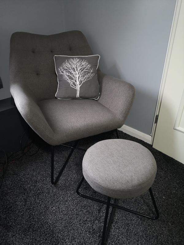 Grey Armchair and Footstool Set- excellent condition 
