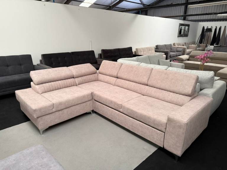 CORNER SOFA BED IN BEIGE - SILVER OR DARK GREY