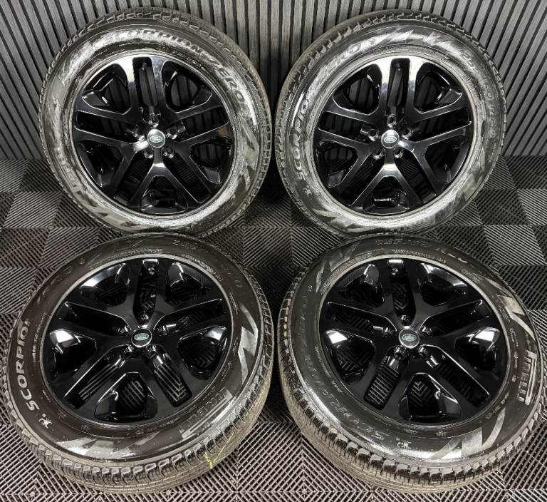 20'' GENUINE LAND ROVER DEFENDER BLACK 5095 ALLOY WHEELS TYRES ALLOYS