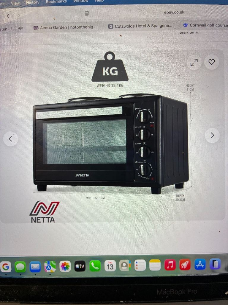 NETTA Mini Oven with Dual Hotplates and Grill Settings