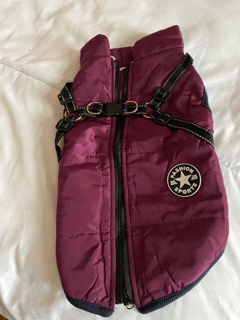 Dog coat with built in harness 