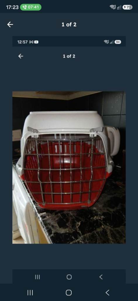 White and Red Pet Carrier for Small Animals