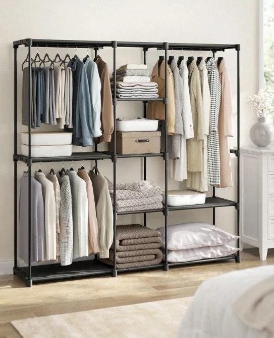 Industrial Open Wardrobe Clothes Rail Rack Bedroom Storage Metal Unit Shelves