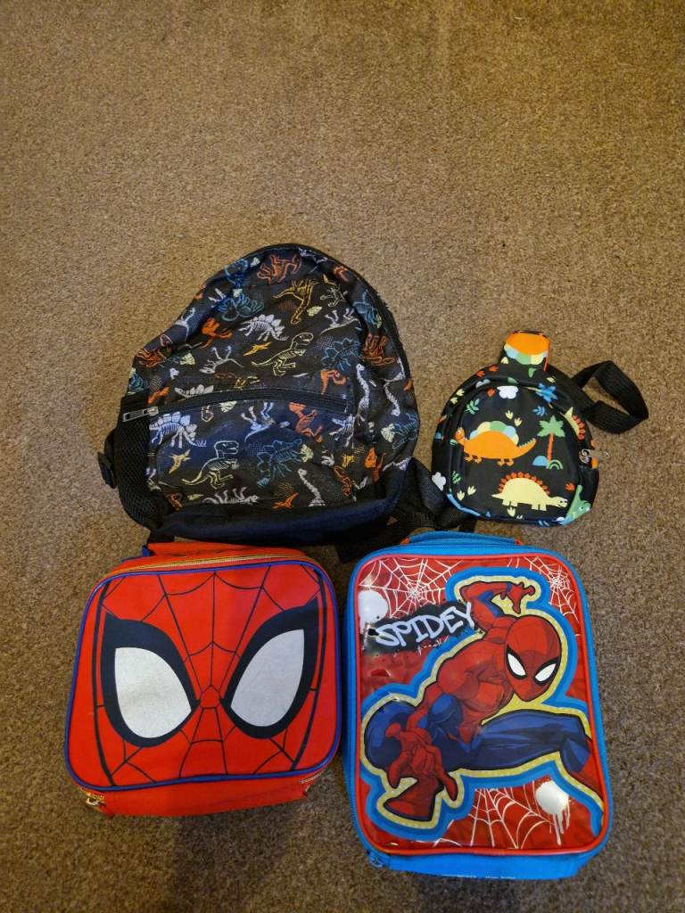 🎒 Kids’ Dino & Spider‑Man Bundle – Backpack + Lunchboxes + Mini Bag
