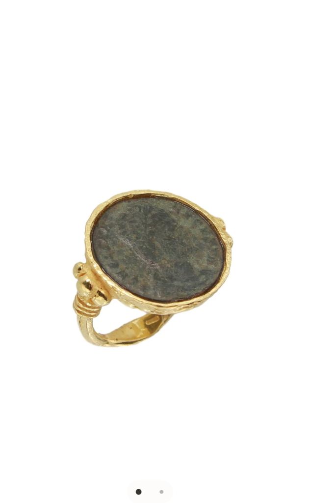 18ct yellow gold Roman coin ring 