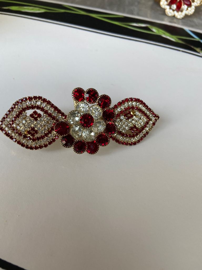 Sparkly Red and Clear Rhinestone Hair Clip Barrette