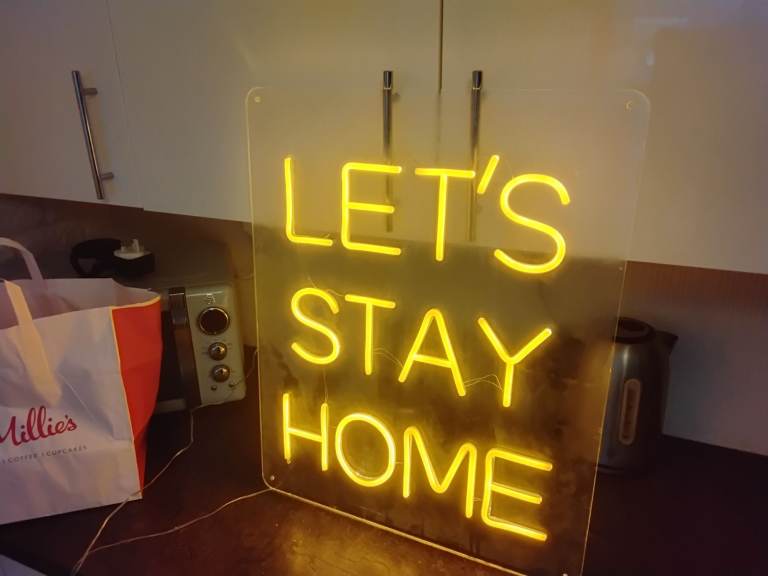 Neon lets stay home light up sign cool bedroom display item 