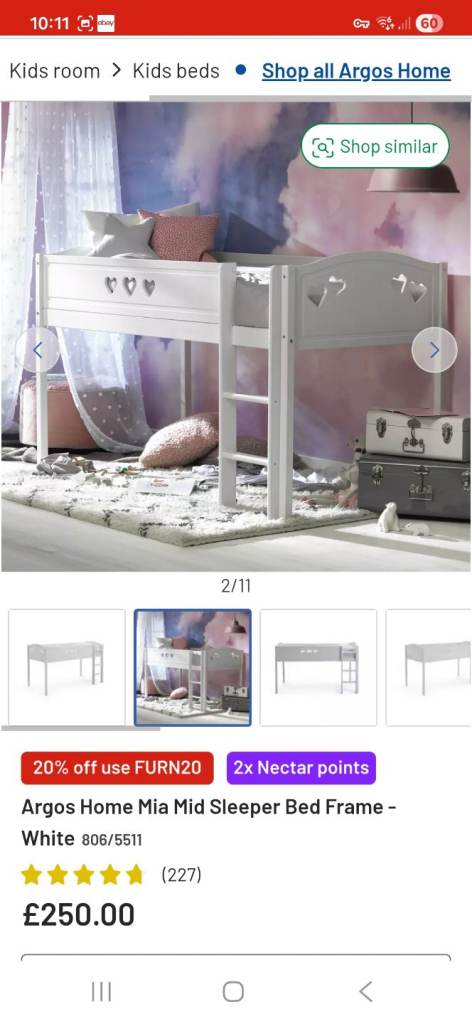 Argos Mia Kids Mid Sleeper Bed Single