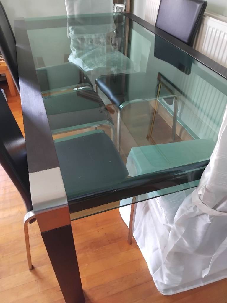 Glass dining table & 6 chairs